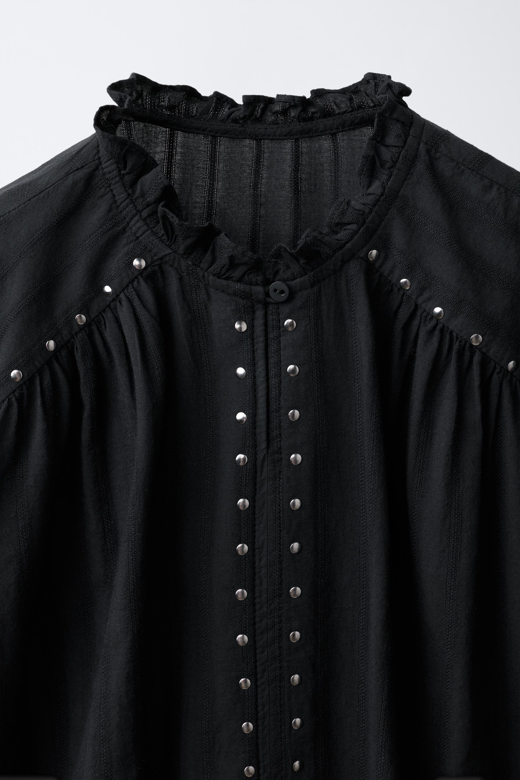 STUDDED RUFFLE SHIRT