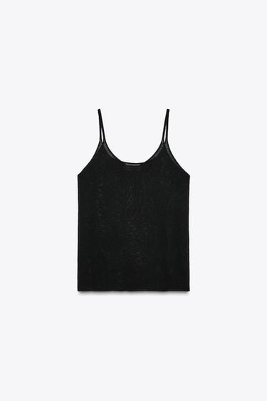 KNITTED STRAPPY TOP - Black by Zara - Image 5