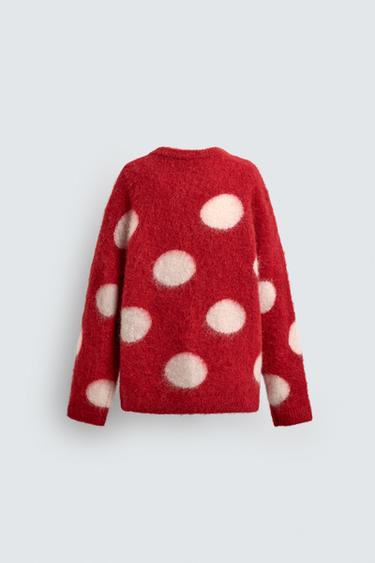 Zara POLKA DOT SWEATER HARRY LAMBERT FOR ZARA X DISNEY - Red