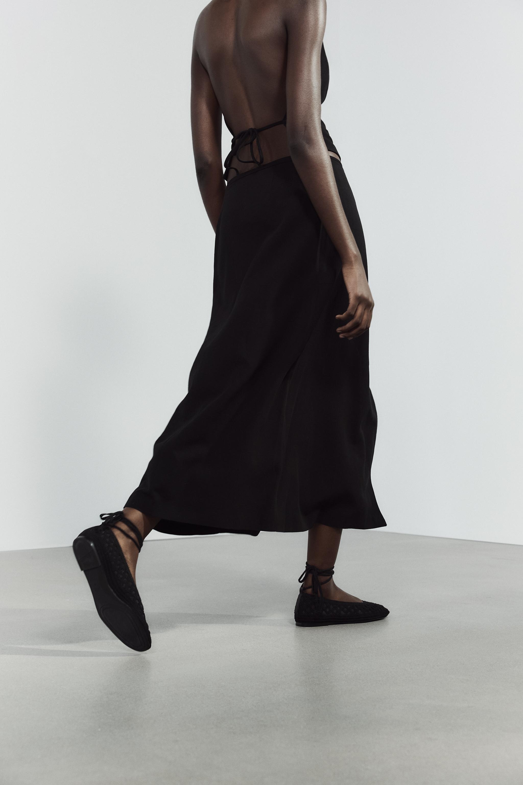 かぎ針編み レースアップ バレリーナ - ブラック | ZARA Japan