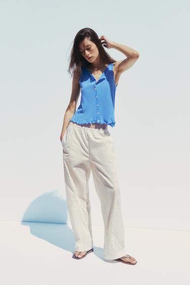 RUFFLED KNIT TOP - Blue by Zara - Image 2