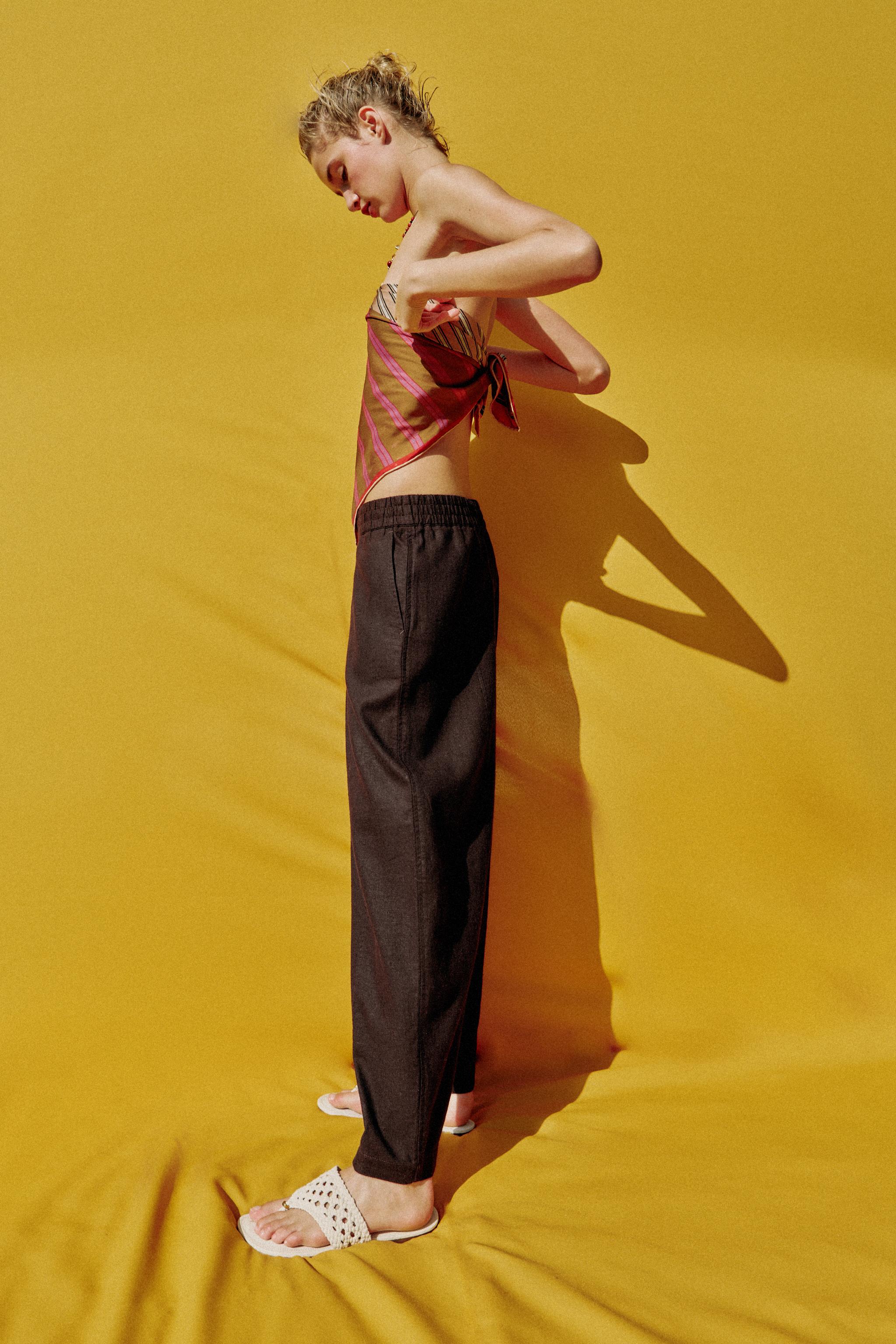 LINEN BARREL PANTS