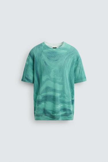 Zara GRAPHIC PRINT KNIT T-SHIRT © OTIS KWAME KYE QUAICOE - Blue