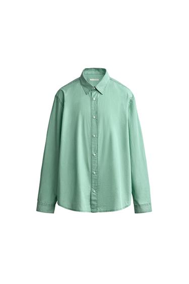 CHEMISE LAVÉE REGULAR FIT - vert délavé de Zara