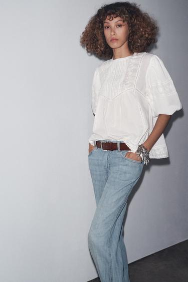 BLOUSE ROMANTIQUE BRODÉE ZW COLLECTION - Blanc cassé de Zara - Image 1