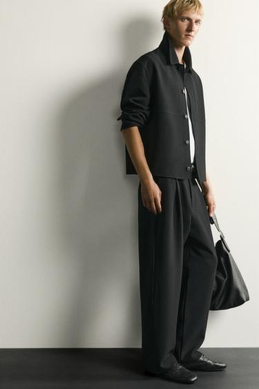 RELAXED FIT PLEATED TROUSERS - Black by Zara