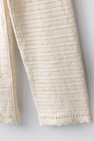 PANTALON LARGE EN CROCHET - Écru de Zara - Image 3
