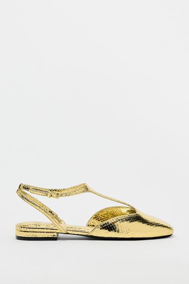METALLIC FLATS -  by Zara