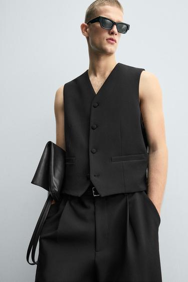 TEXTURED WAISTCOAT WITH POCKETS - Black by Zara - Image 4