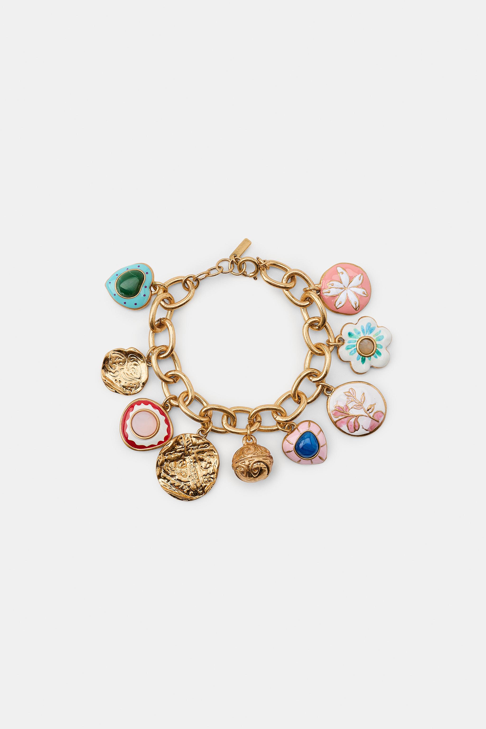 Женские аксессуары Zara RESIN CHARM CHAIN BRACELET — фото 2
