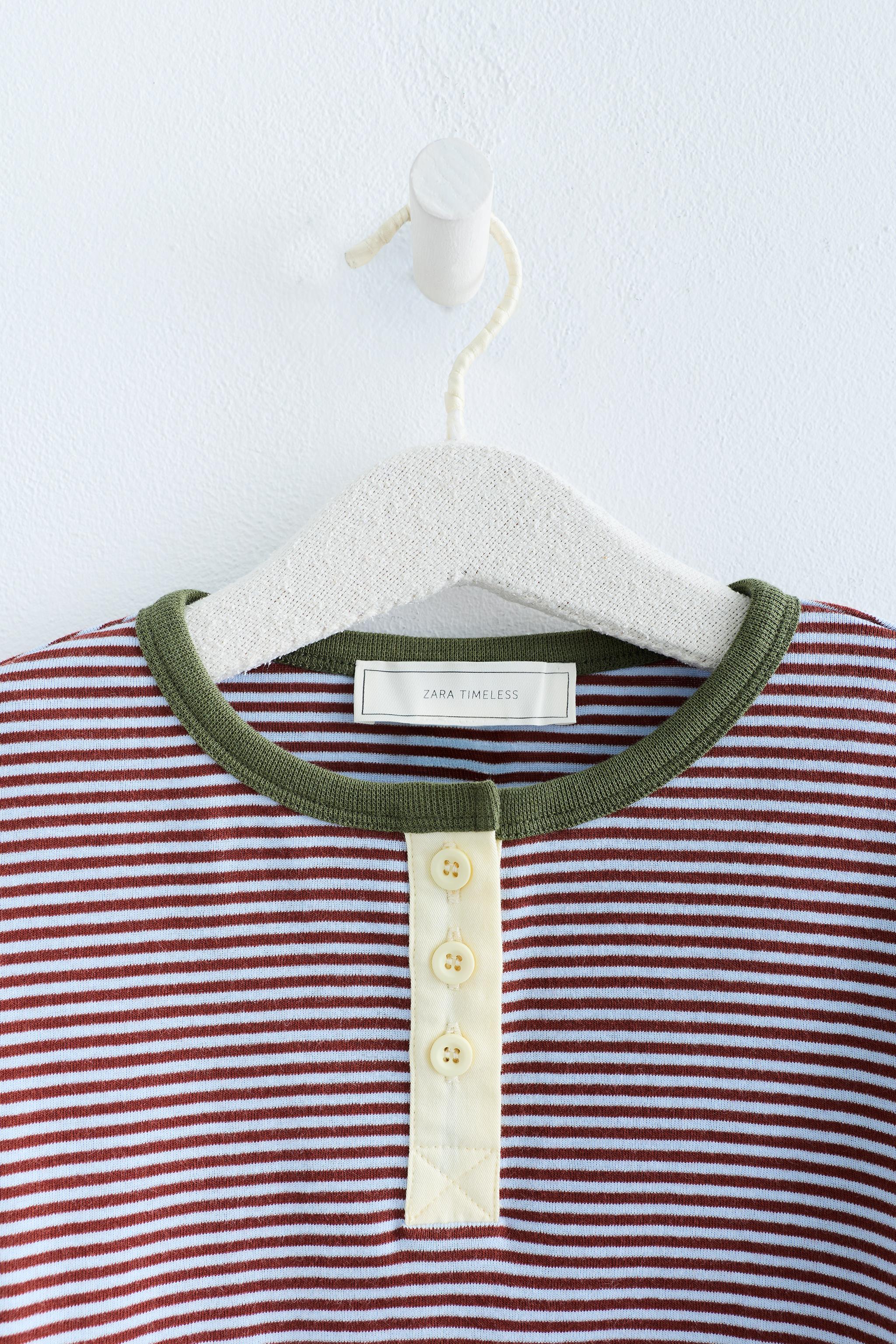 ZARA TIMELESS - STRIPED HENLEY T-SHIRT