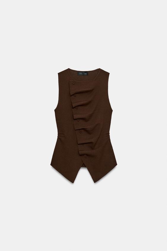 TOP EN MAILLE DRAPÉ - Marron de Zara - Image 3