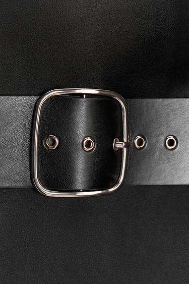 ROBE MIDI SATINÉE CEINTURE - Noir de Zara - Image 2