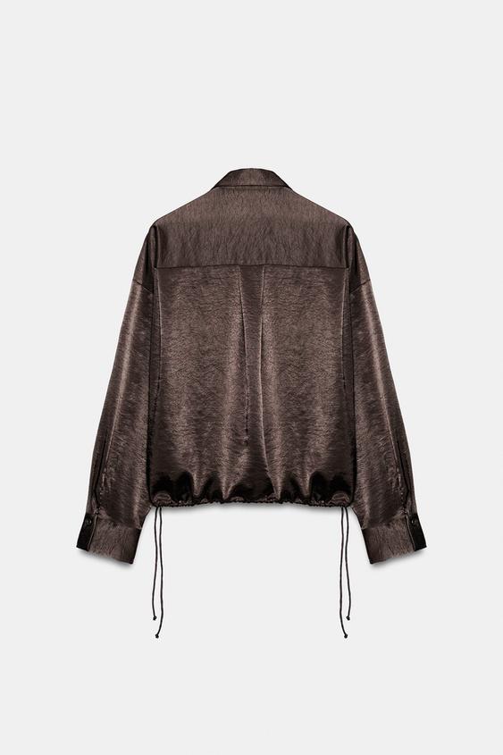 BLOUSE SATINÉE BAS À LACETS - Marron de Zara - Image 5
