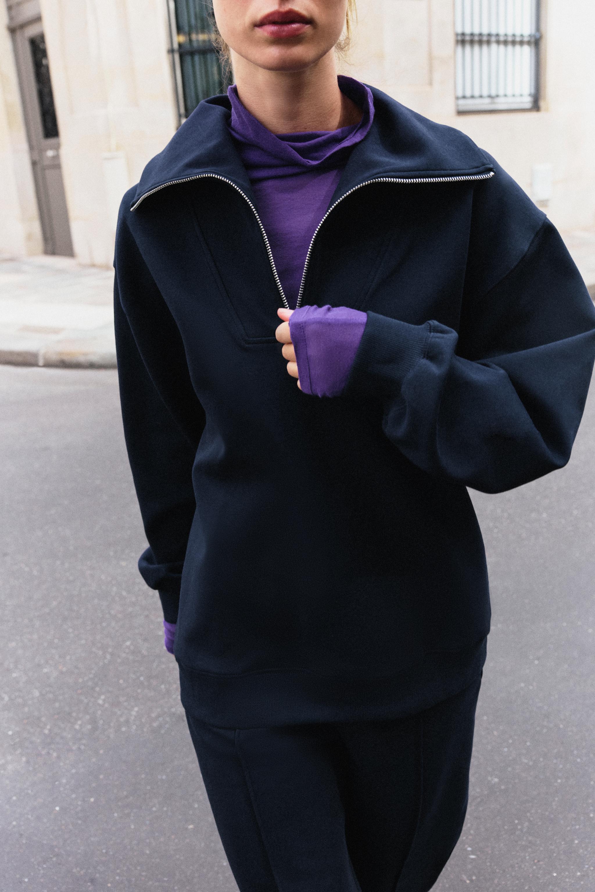 Zara FERMUARLI İNTERLOK SWEATSHIRT görsel 5