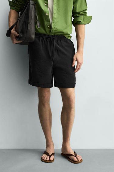 RELAXED FIT LOOSE-FITTING BERMUDA SHORTS - Black by Zara