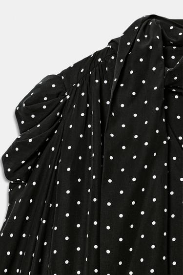 ZW COLLECTION POLKA DOT DRESS WITH SCARF DETAIL - Black by Zara - Image 7