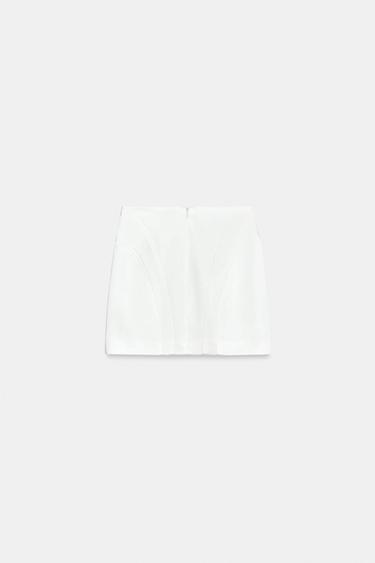 SATIN MINI SKIRT - Oyster-white by Zara - Image 7