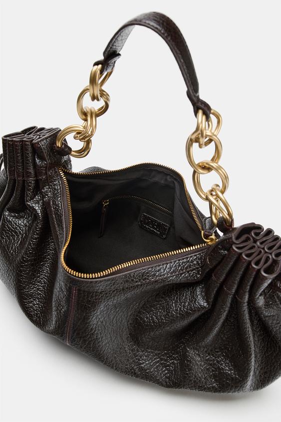 SAC PORTÉ ÉPAULE FRONCÉ - Marron de Zara - Image 5
