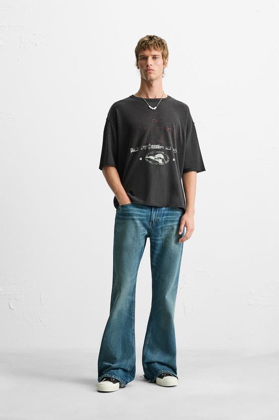 WASHED PRINTED KNIT T-SHIRT