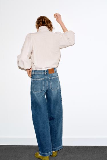 Z1975 HIGH-WAIST CULOTTES WITH TOPSTITCHING - Blue by Zara - Image 3