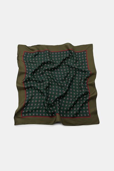 PAÑUELO ESTAMPADO SEDA 100% - Verde de Zara - Imagen 0