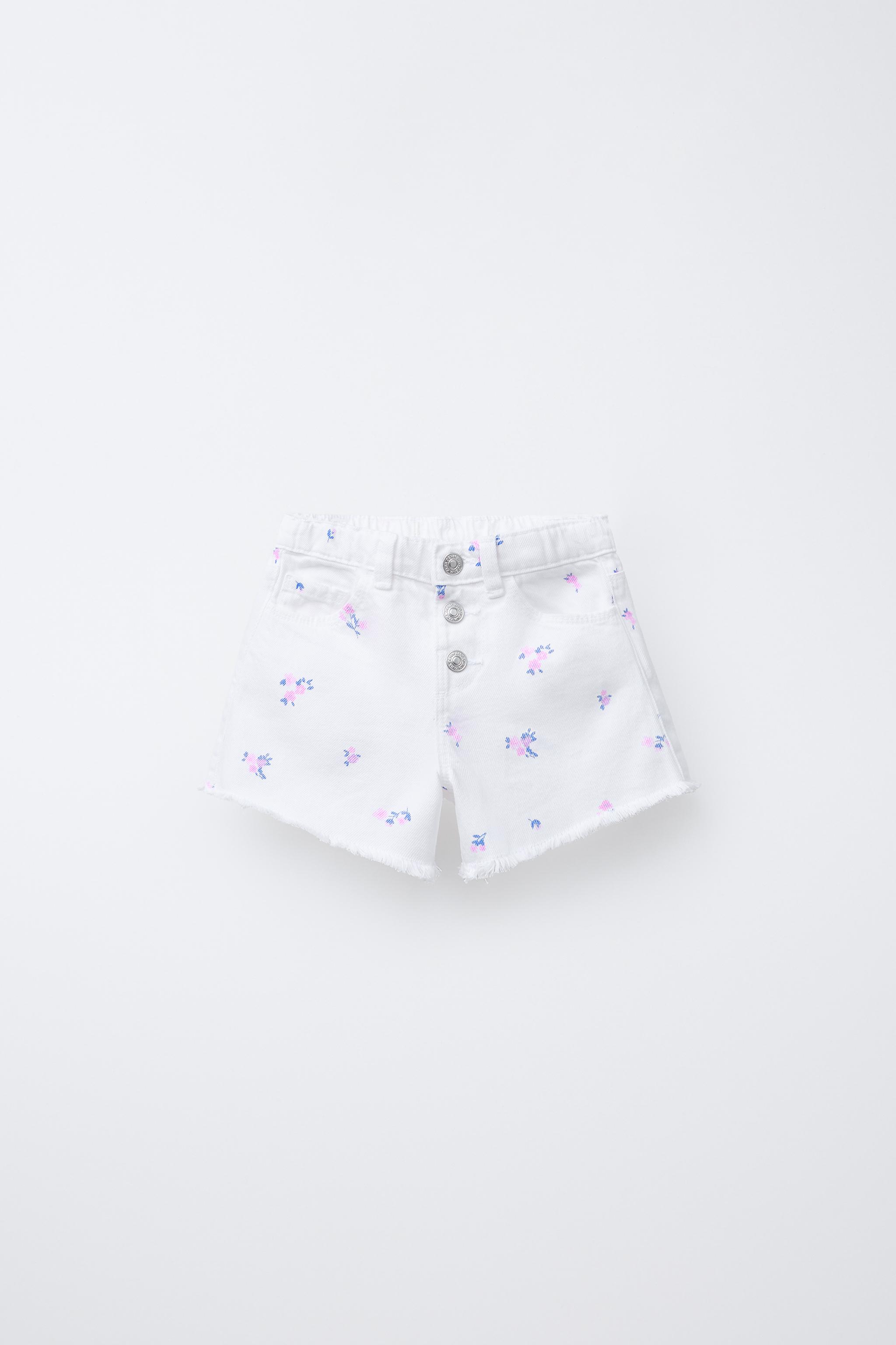 HIGH WAIST FLORAL TWILL SHORTS - White | ZARA United States