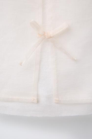 TOP 100 % LIN ORGANZA LACETS - Écru de Zara - Image 2