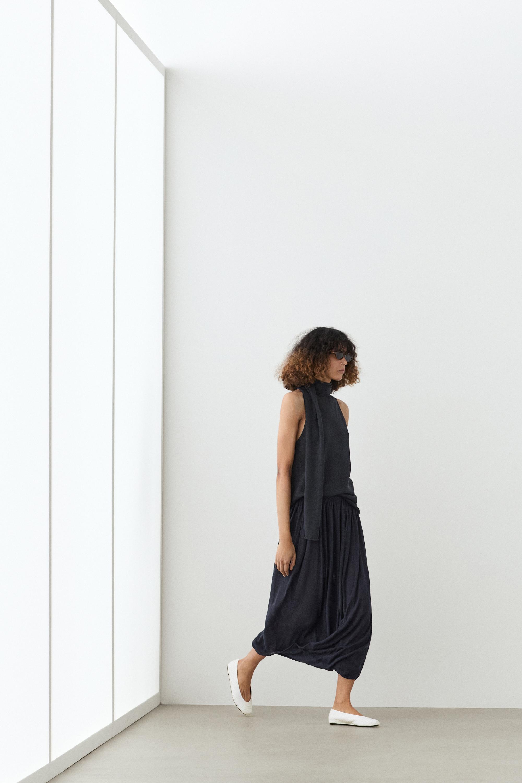 Draped balloon midi skirt