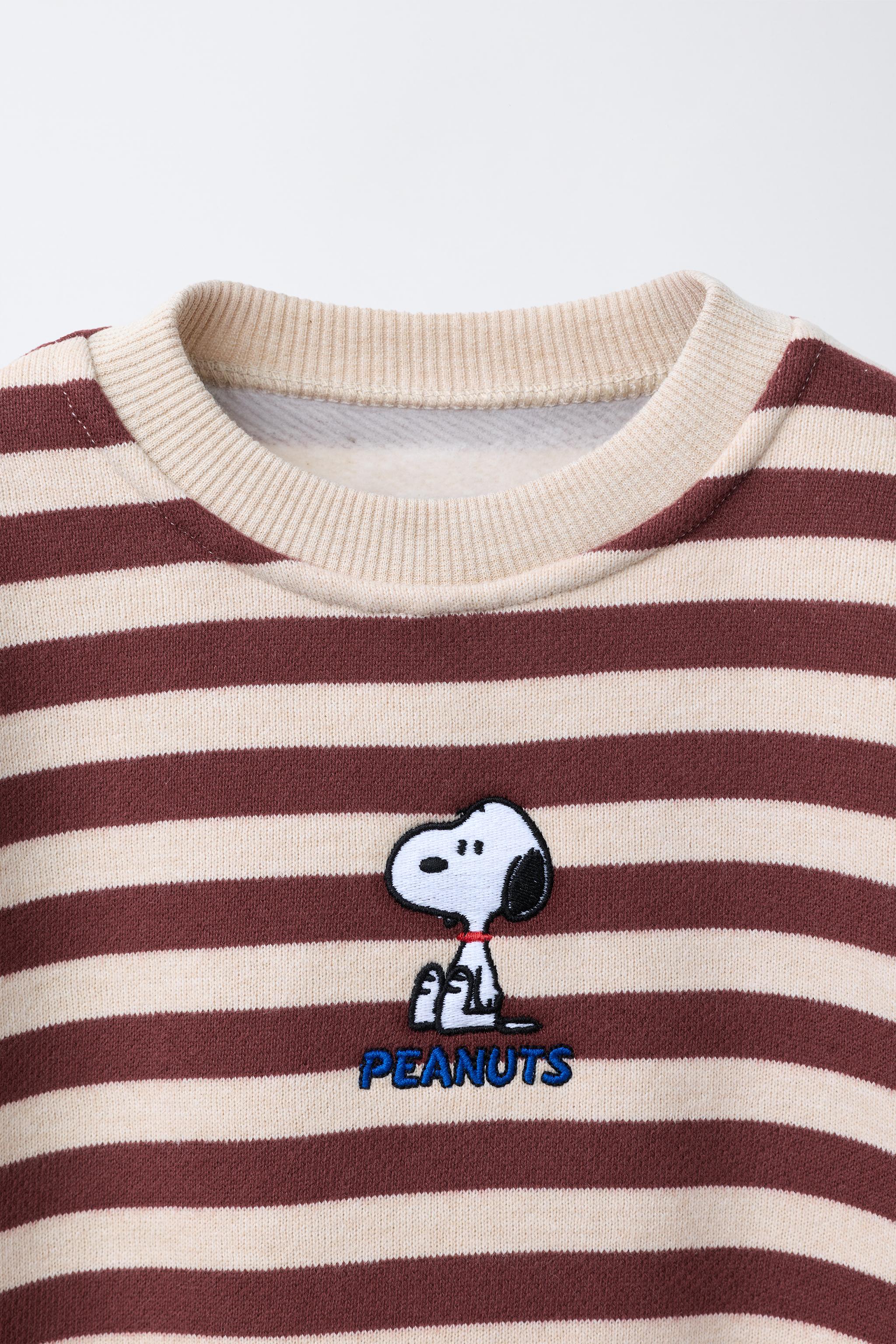 STRIPED SNOOPY PEANUTS™ SWEATSHIRT - Brown / Ecru | ZARA