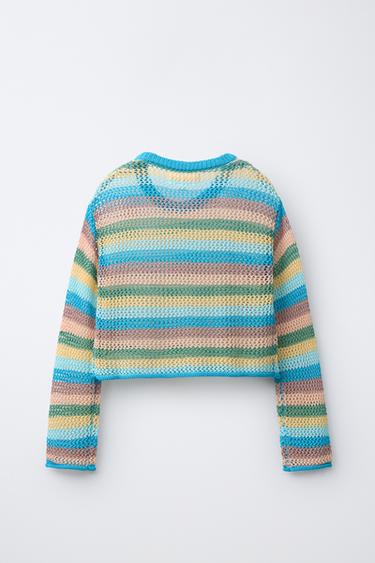 PULL EN RÉSILLE À RAYURES - Rayures de Zara - Image 1