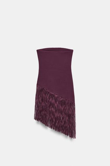 TOP BANDEAU STRETCH FRANGES - Pourpre de Zara - Image 7