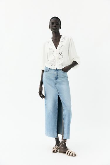 SHIRT WITH CUTWORK EMBROIDERY - White by Zara