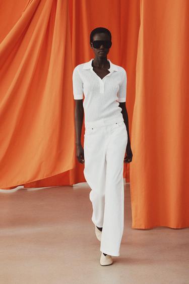 بولو محاك شبه شفاف - أبيض الخاص بـ Zara