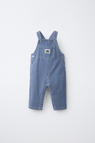 FRUIT OF THE LOOM STRIPED TWILL DUNGAREES - Blue by Zara