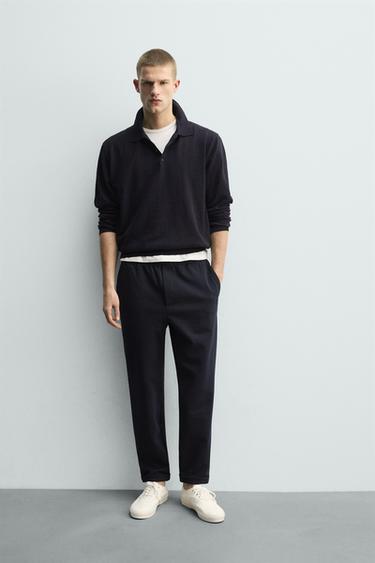 PANTALÓN CINTURA JOGGER CONFORT NON IRON - Marino vigoré de Zara - Imagen 0