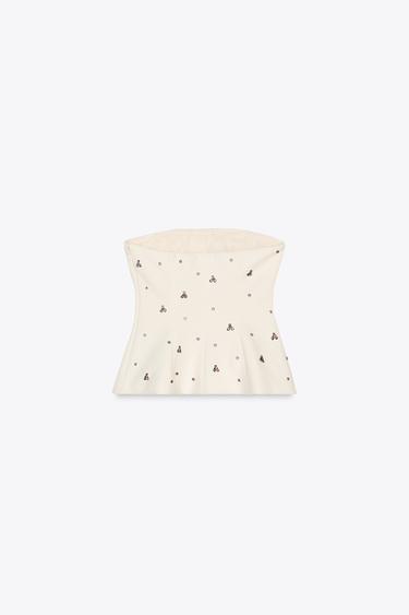 JEWEL STRAPLESS TOP - Ecru by Zara - Image 6