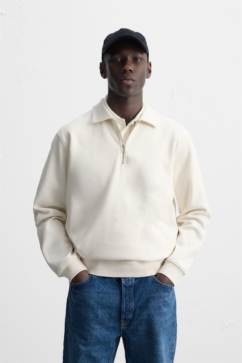 ZIPPERED INTERLOCK POLO SHIRT