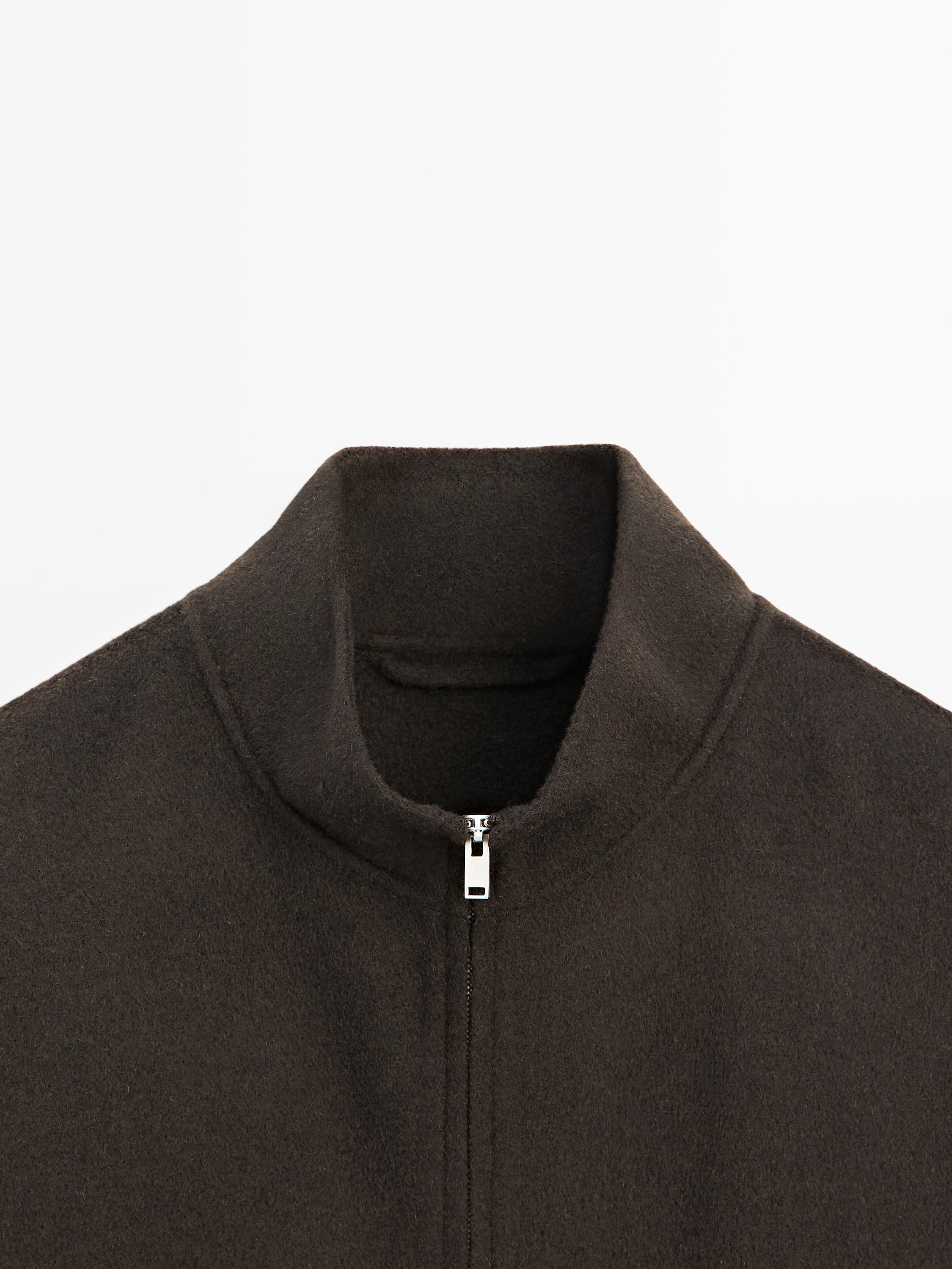 Wool blend high neck jacket