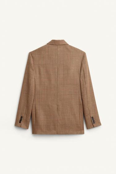 VESTE À CARREAUX 100 % LAINE ÉDITION LIMITÉE - Marron de Zara - Image 4