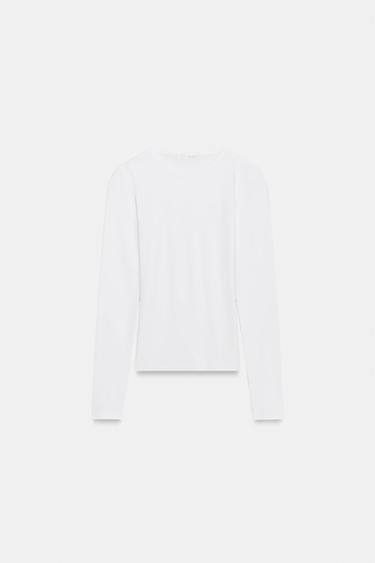CAMISETA MANGA LARGA - Blanco de Zara