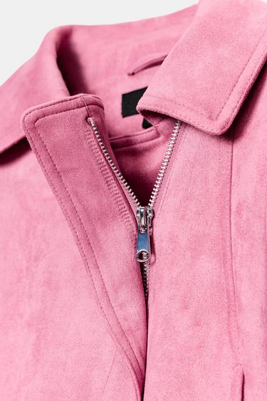 FAUX SUEDE JACKET WITH BELT - Lilac by Zara - Image 9