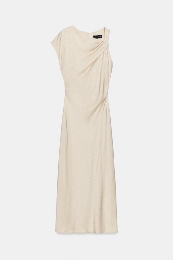 VESTIDO MIDI ASIMÉTRICO - Crudo de Zara - Imagen 0