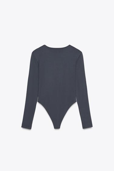 BASIC POLYAMIDE BODYSUIT - Charcoal grey by Zara