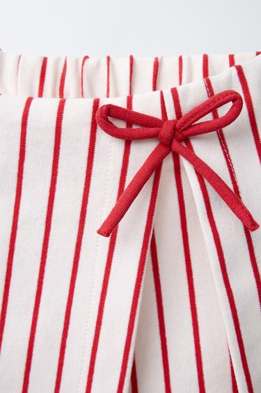 JUPE BERMUDA RAYURES LACET - Rouge de Zara - Image 2