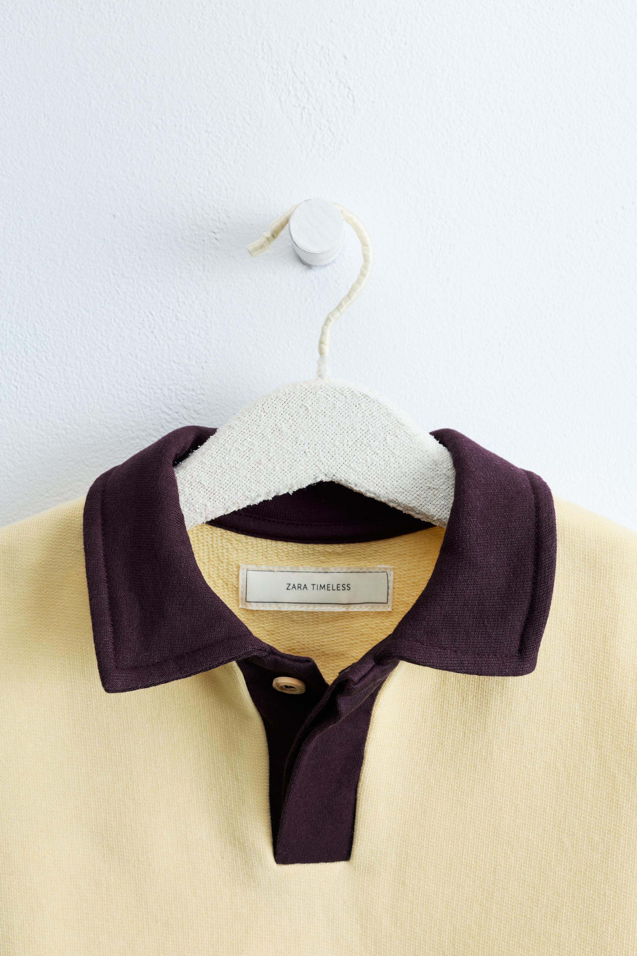 ZARA TIMELESS - SWEAT À COL POLO CONTRASTE