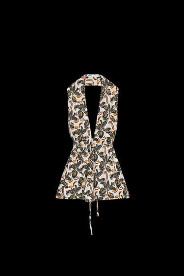 Zara PRINTED HALTER TOP - Multicolored - Image 0