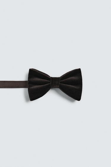 Zara VELVET BOW TIE - Brown