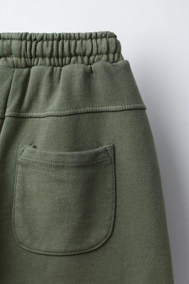 PANTALON DROIT EN MOLLETON AVEC LOGO - Kaki de Zara - Image 3