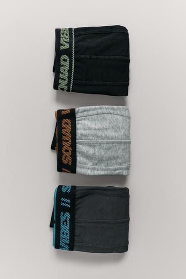 6-14 YEARS/ THREE-PACK OF TEXT BOXERS - Black by Zara